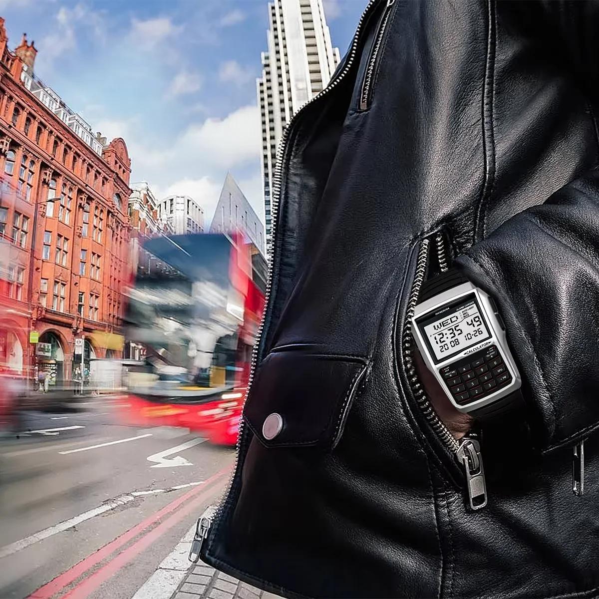 Montre Calculatrice Multifonctionnelle pour Hommes, Montre Électronique LED de Luxe à la Mode, Montr