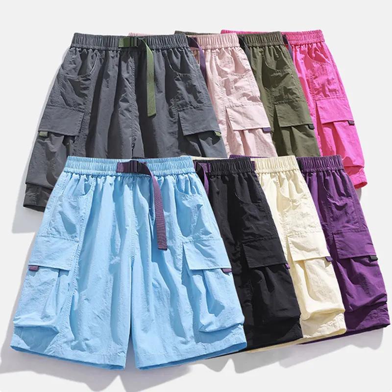 Short de Skateboard pour femmes et hommes, ample, décontracté, avec ceinture, grande poche, Cargo, B