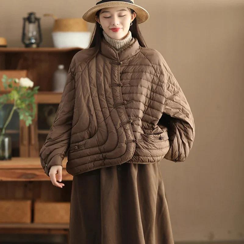 Veste en duvet de canard blanc ultraléger pour femme, manteau vintage, vêtements d'extérieur décontr