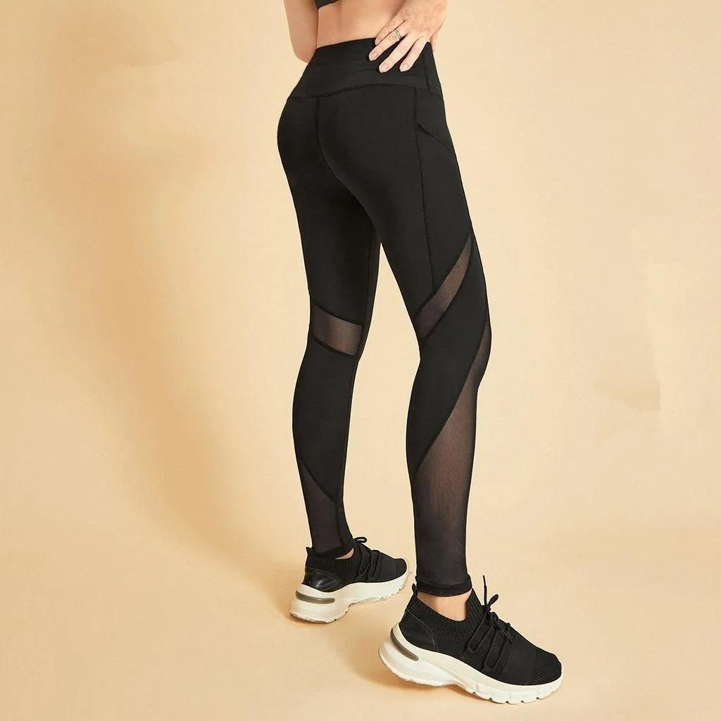 Legging de sport en maille contrastée pour femmes, Lifting des fesses, amincissant, entraînement, Yo