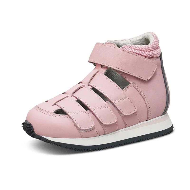 Ortoluckland enfants chaussures garçons été orthopédique en cuir véritable soutien de la voûte plant