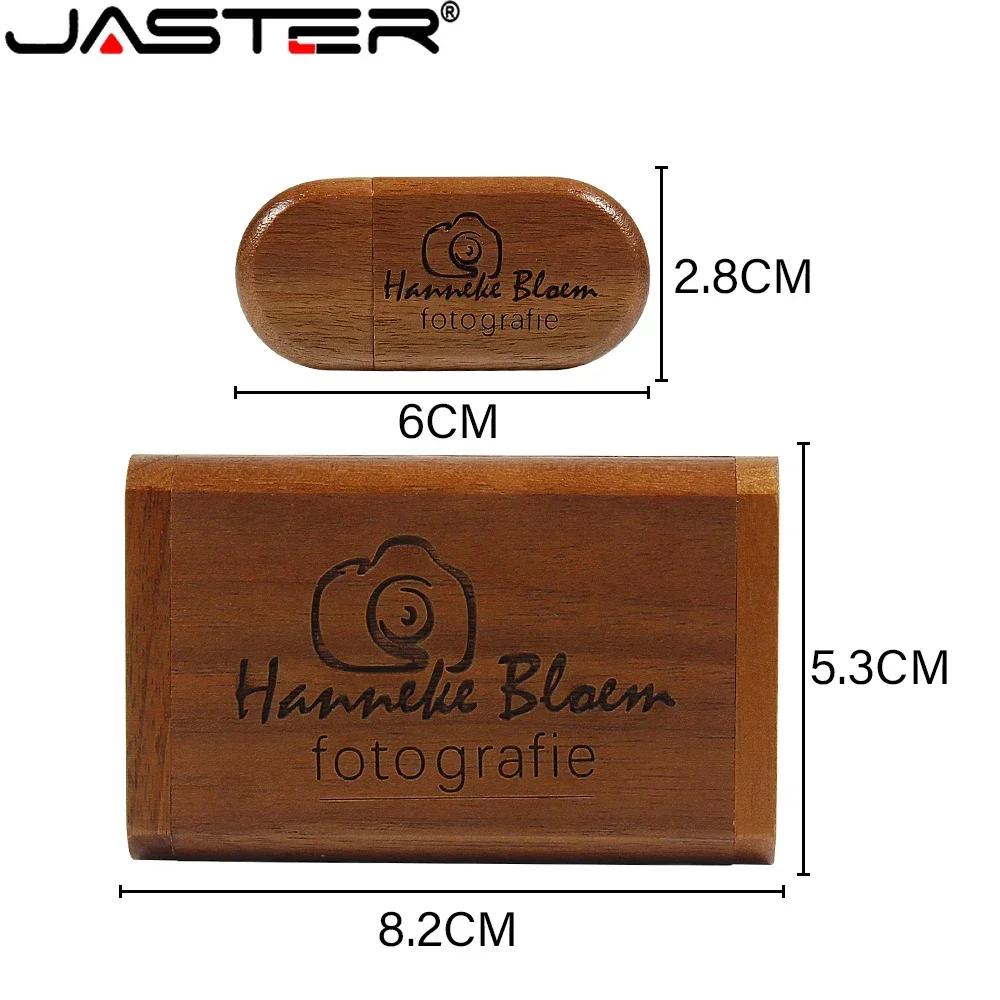 JASTER 10 PCS LOT USB Flash Drives 128GB boîte en bois Pen Drive 64GB gratuit Logo personnalisé Memo