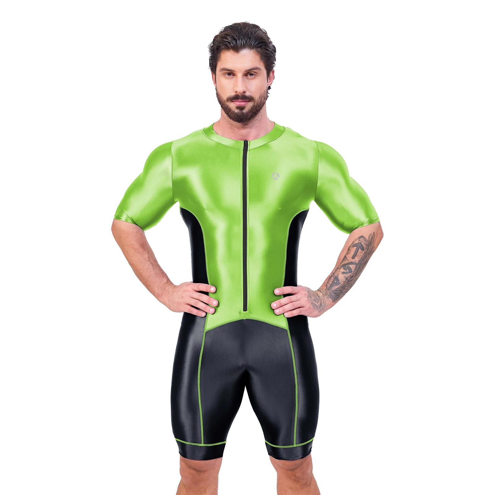 Body homme soie satin brillant AMORESY - Maillot de bain surf yoga vêtement sport recadré combinaison justaucorps