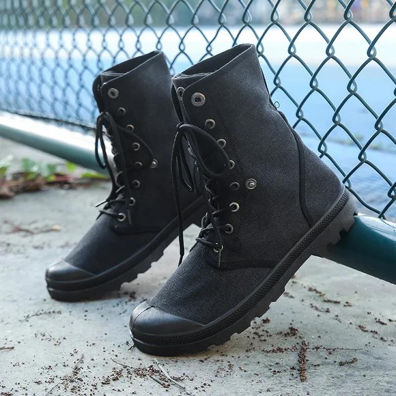 Chaussures de randonnée en plein air pour hommes, bottes de Combat tactiques montantes en toile, cha
