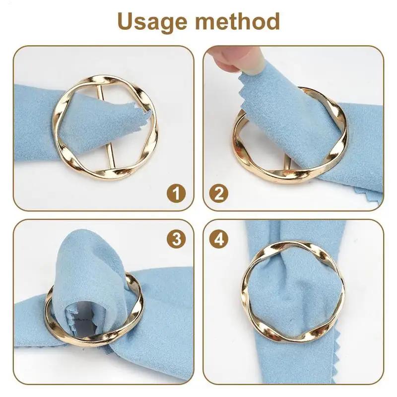 4 pièces anneau en métal taille bouton écharpe bouton mode coin ourlet taille noué broches femmes T-
