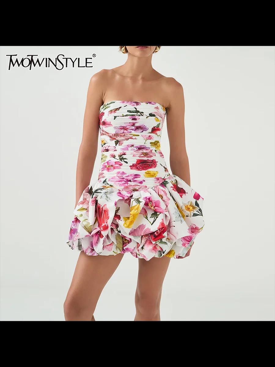 TWOTWINSTYLE – robe amincissante imprimée couleur pour femmes, sans bretelles, sans manches, taille