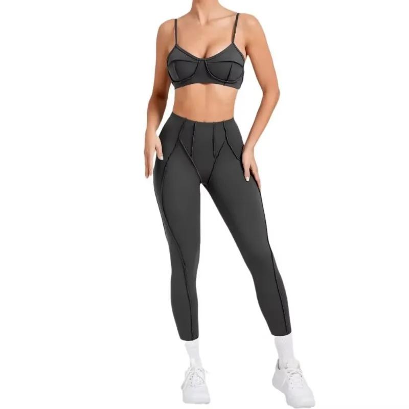 Yoga sport Fitness ensembles taille haute hanche-levage pantalon dos ouvert soutien-gorge costume dé