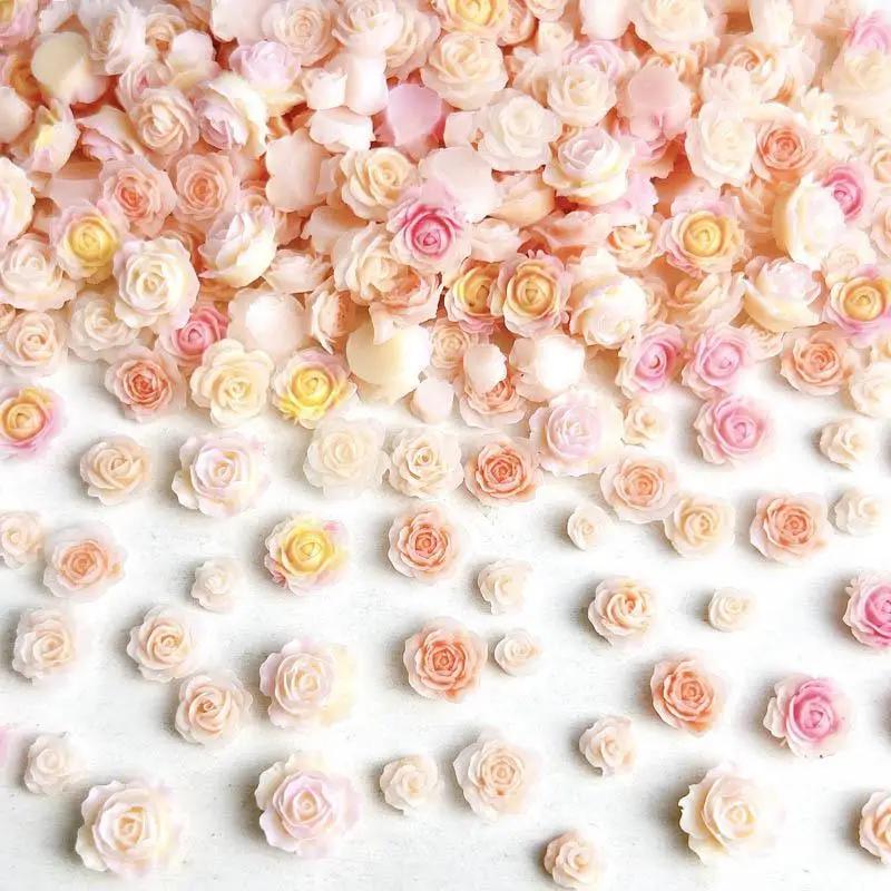 Double couleur Rose pivoine Nail Art décoration 3D lumineux petits boutons de fleurs fraîches breloq