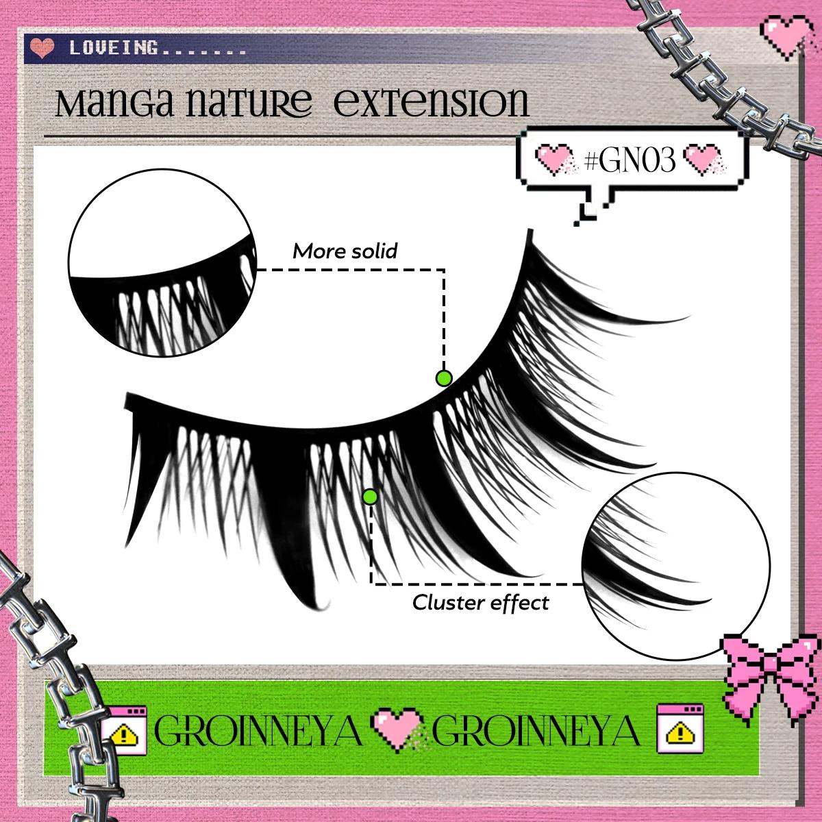 GROINNEYA Manga cils style mixte 5/9/20 paires 3D 6D 8D cils de vison cils naturels doux croix vapor