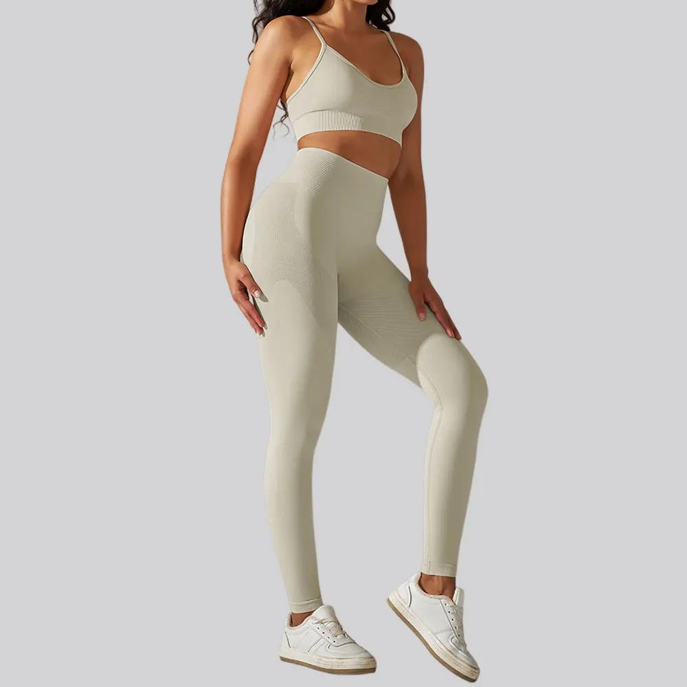 Survêtement sans couture pour femmes, ensembles de Yoga, 2 pièces, combinaison de Sport, vêtements d