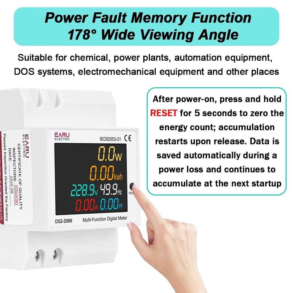 Moniteur AC sur rail DIN 6 en 1 110V 220V 380V 100A Tension Courant Facteur de puissance kWh actif C