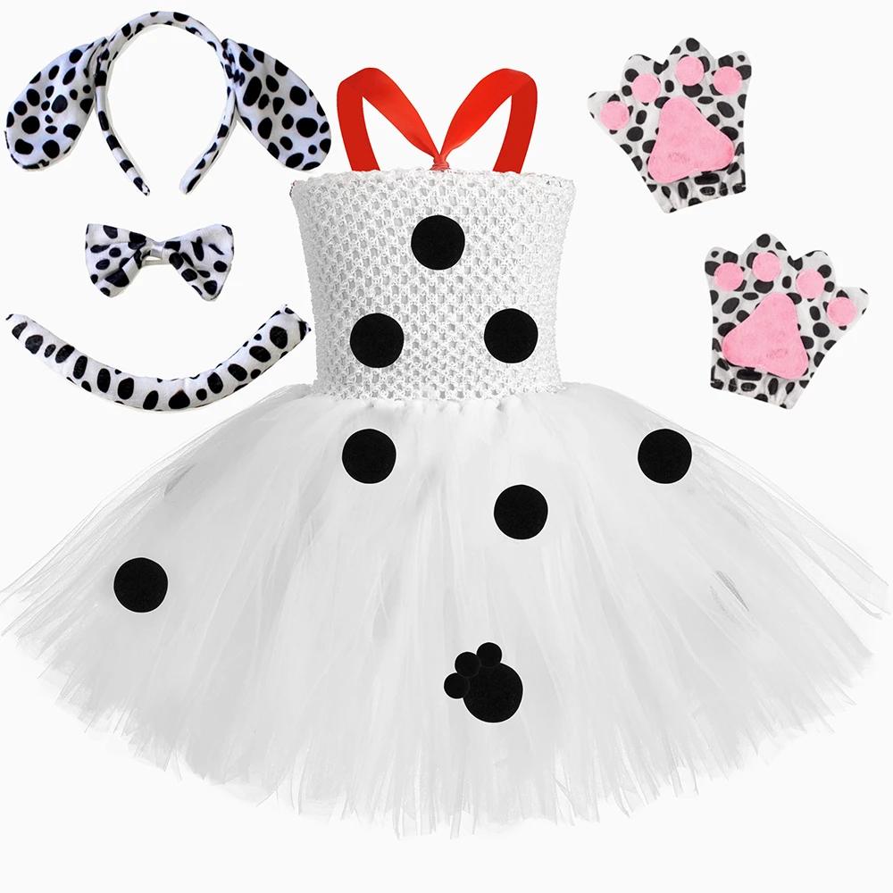 Costume de chien dalmatien pour petites filles, robe Tutu de chiot tacheté à pois, Costume de dalmat