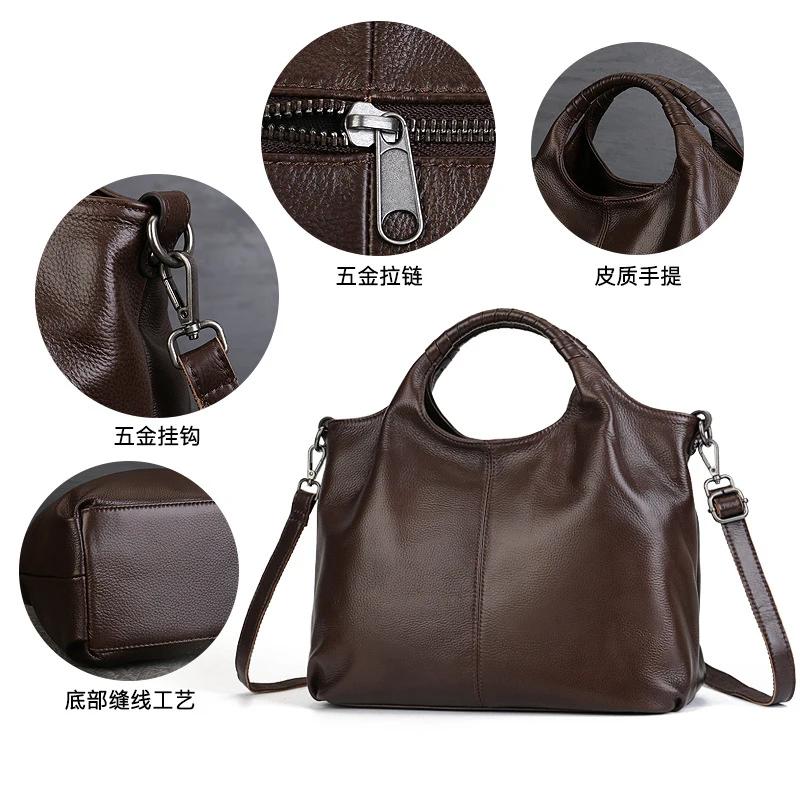 Sac fourre-tout Vintage en cuir véritable pour femmes, fourre-tout de bonne qualité, grand sac à ban