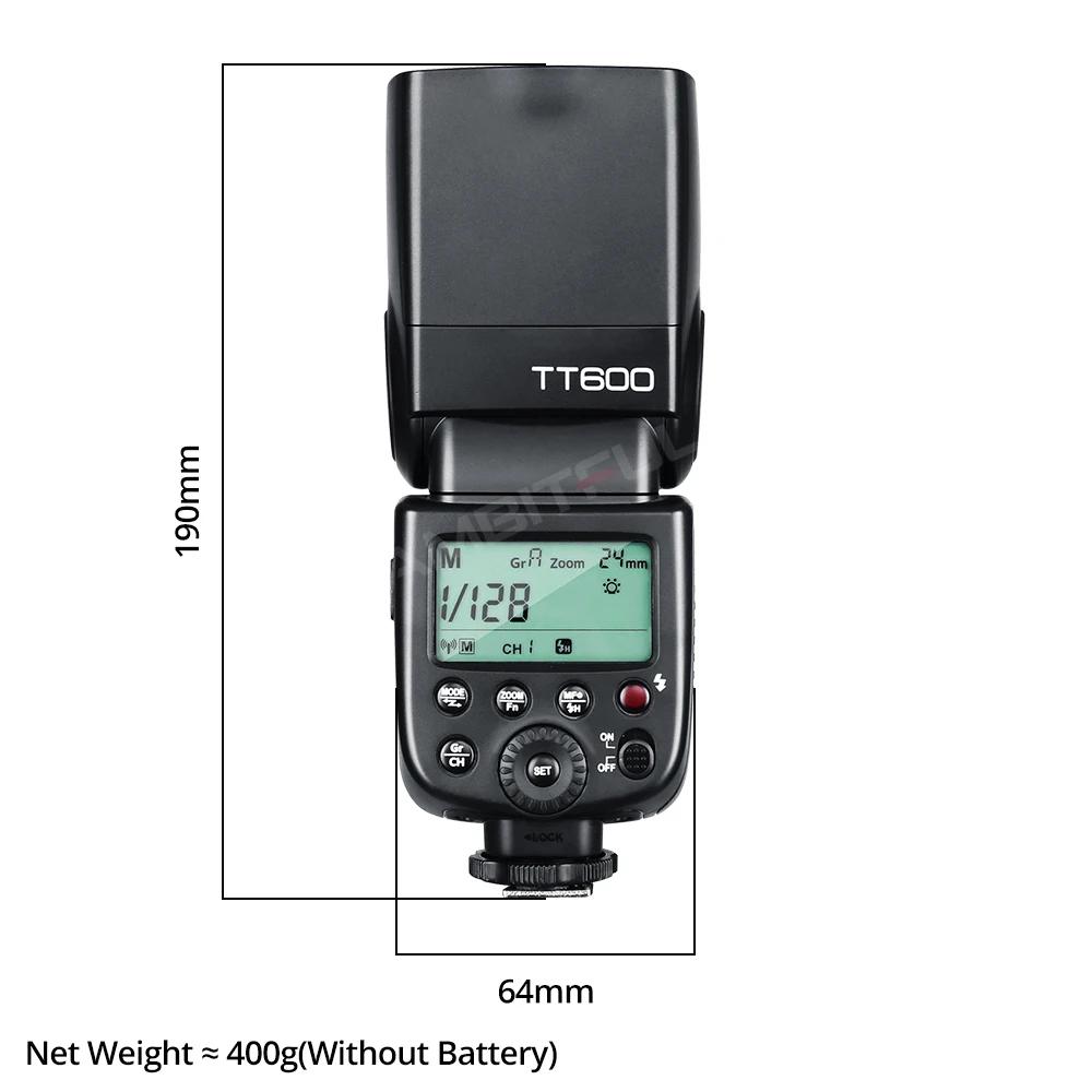 Flash Godox TT600 2.4G sans fil X-system GN60 Master/Slave pour appareils photo Canon, Nikon, Sony,