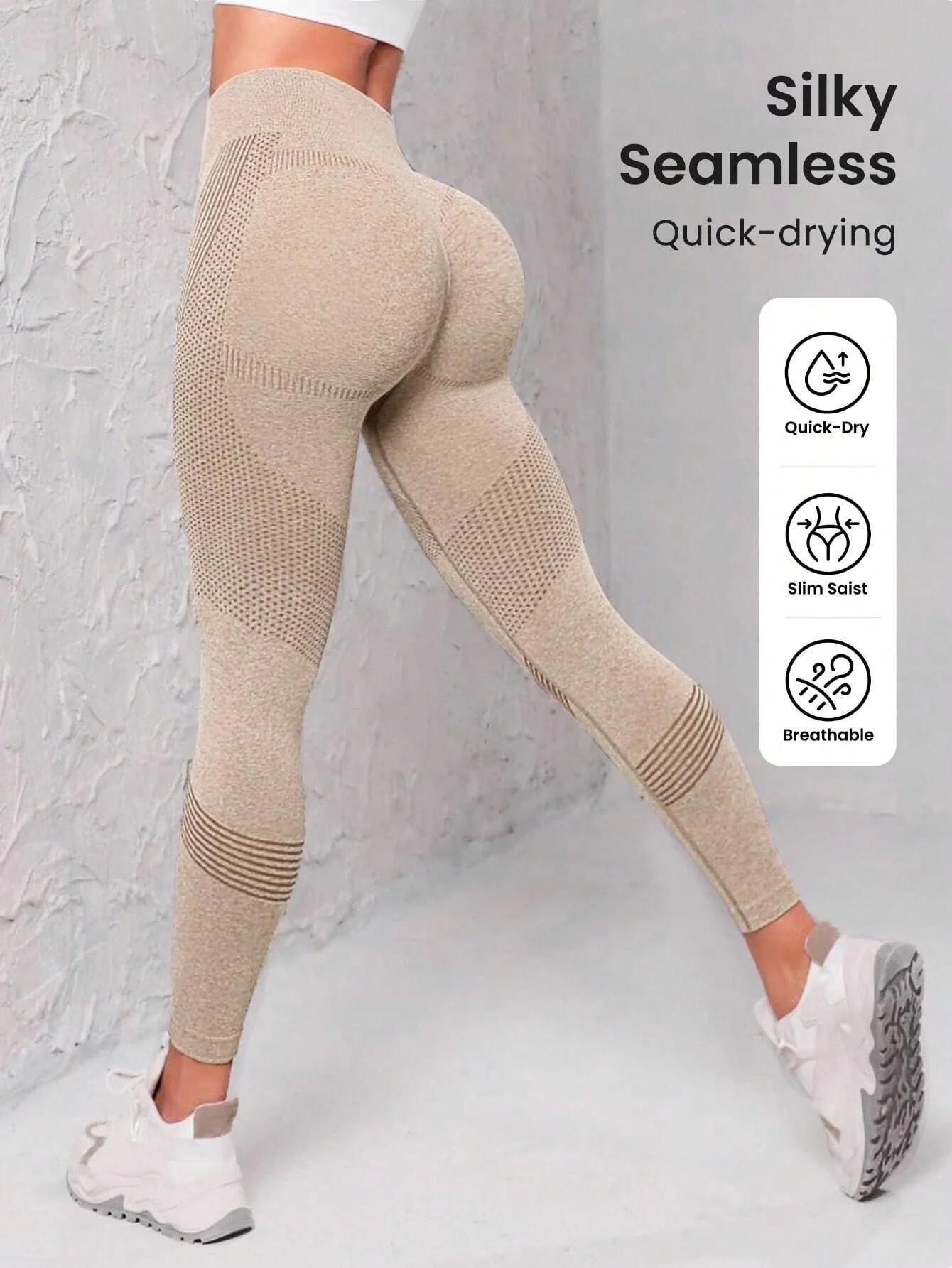 Leggings de sport sans coutures avec ceinture large confortable maintien