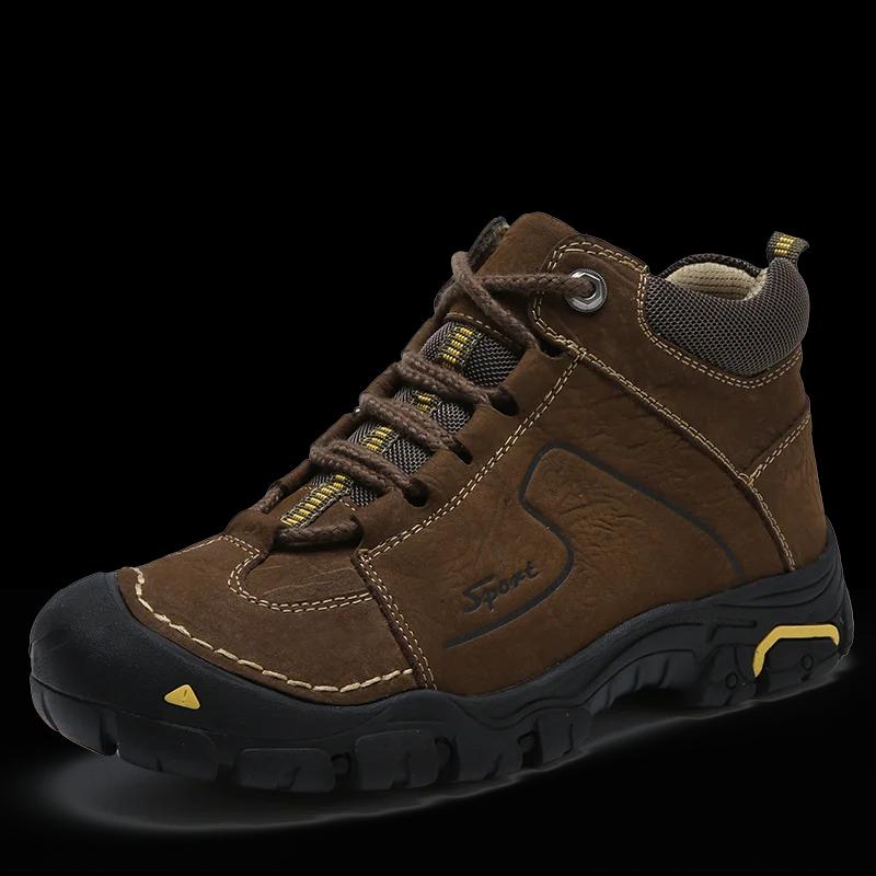 Chaussures de randonnée imperméables en cuir véritable pour hommes, baskets de marque, de randonnée,