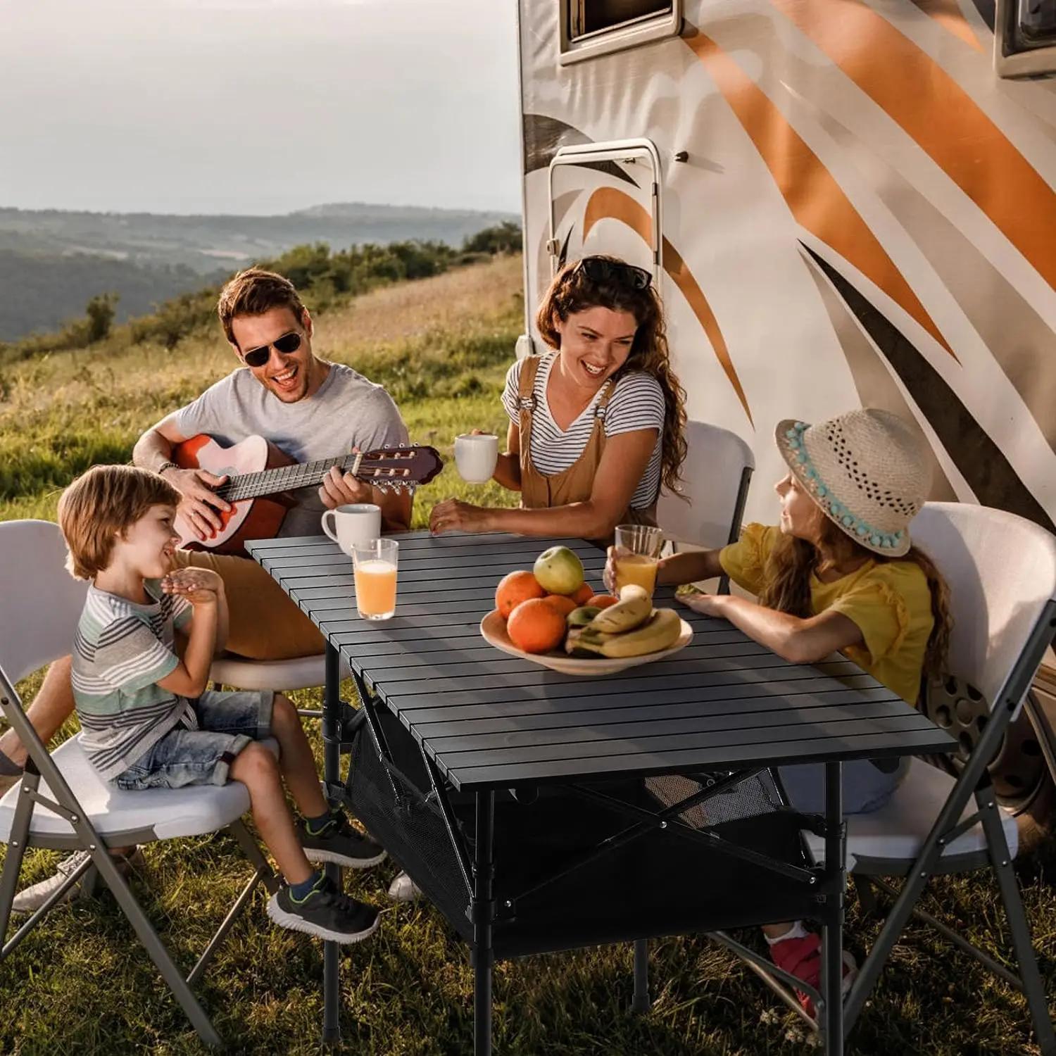 Table de pique-nique de camping en aluminium, bureau portable étanche et antirouille