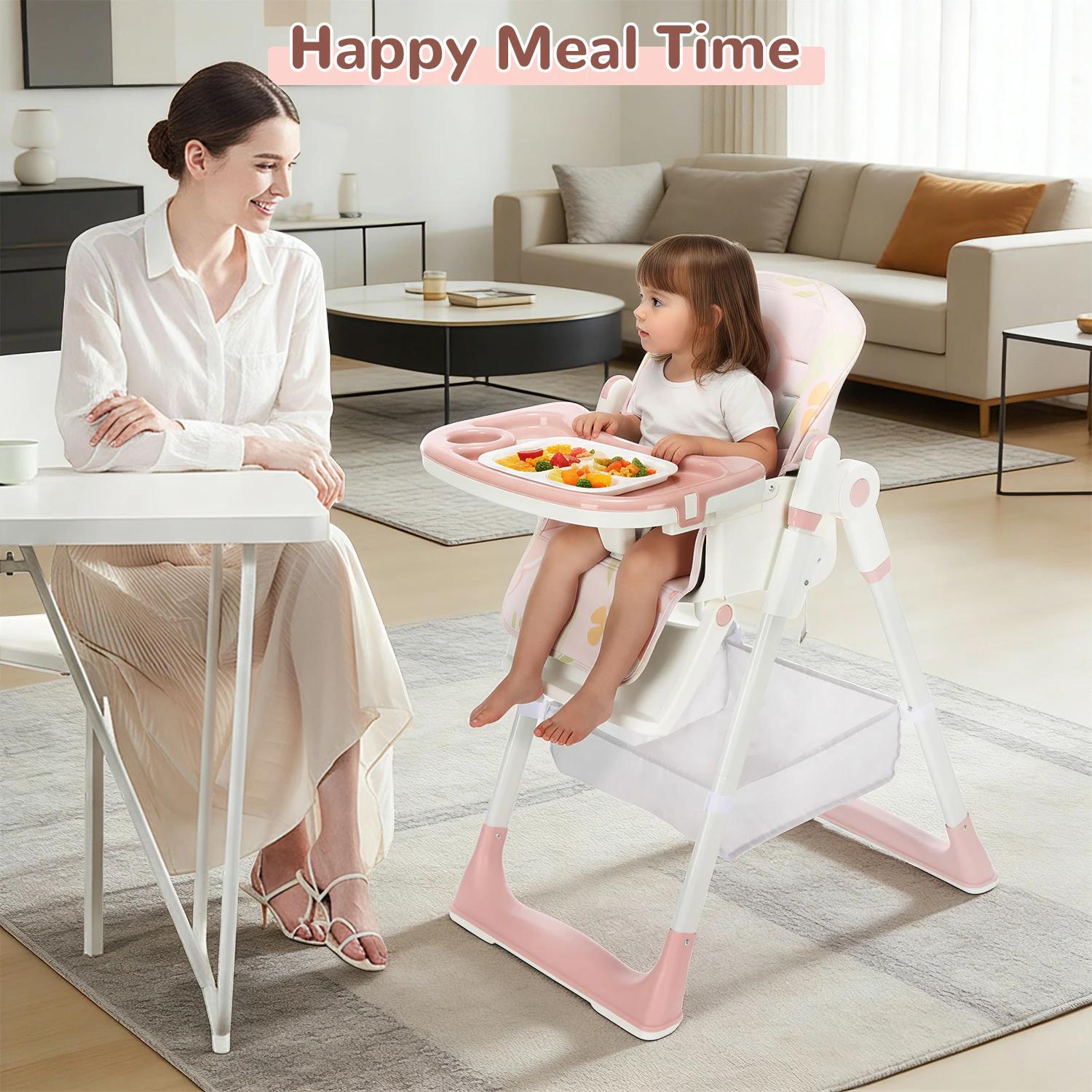Chaise haute pliante pour bébé, chaise haute inclinable et inclinable, chaise haute réglable en haut