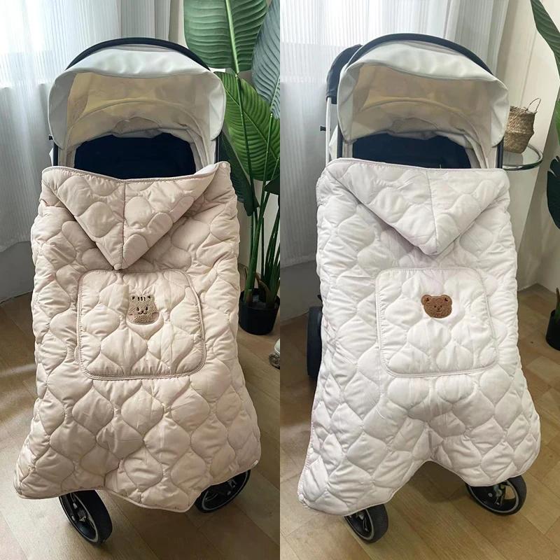 Couverture à capuche pour poussette de bébé, lange d'emmaillotage pour nouveau-né, porte-bébé chaud,