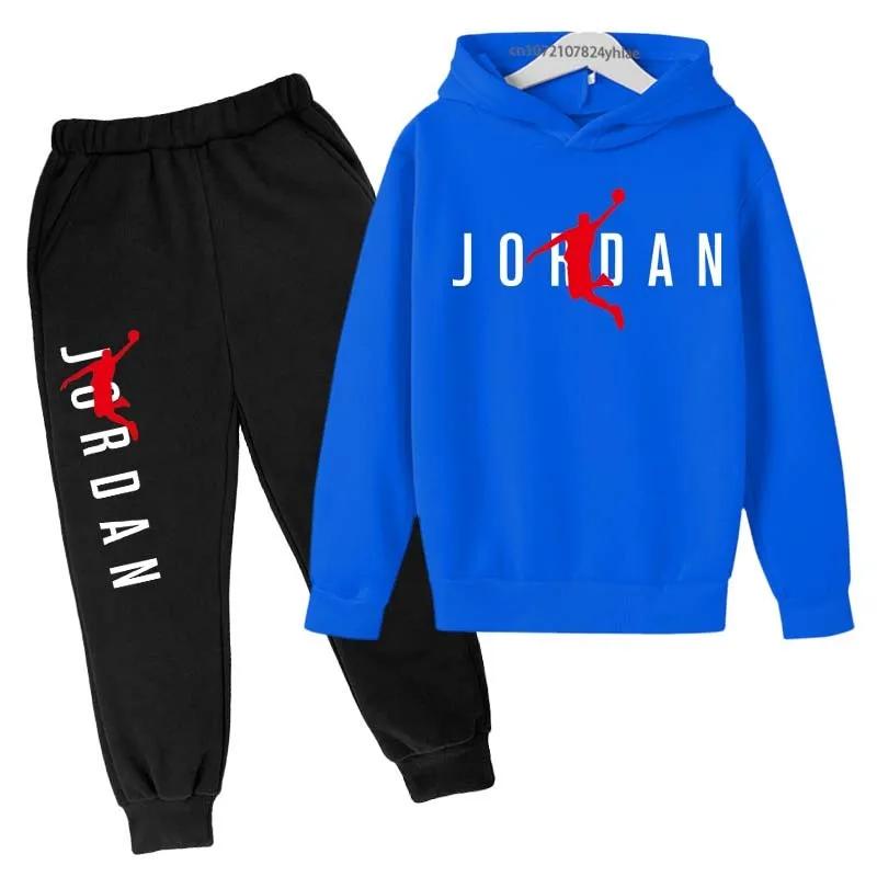 Enfants loisirs lettre imprimer 2 pièces sweat à capuche + pantalon survêtements 3-13 ans garçons fi