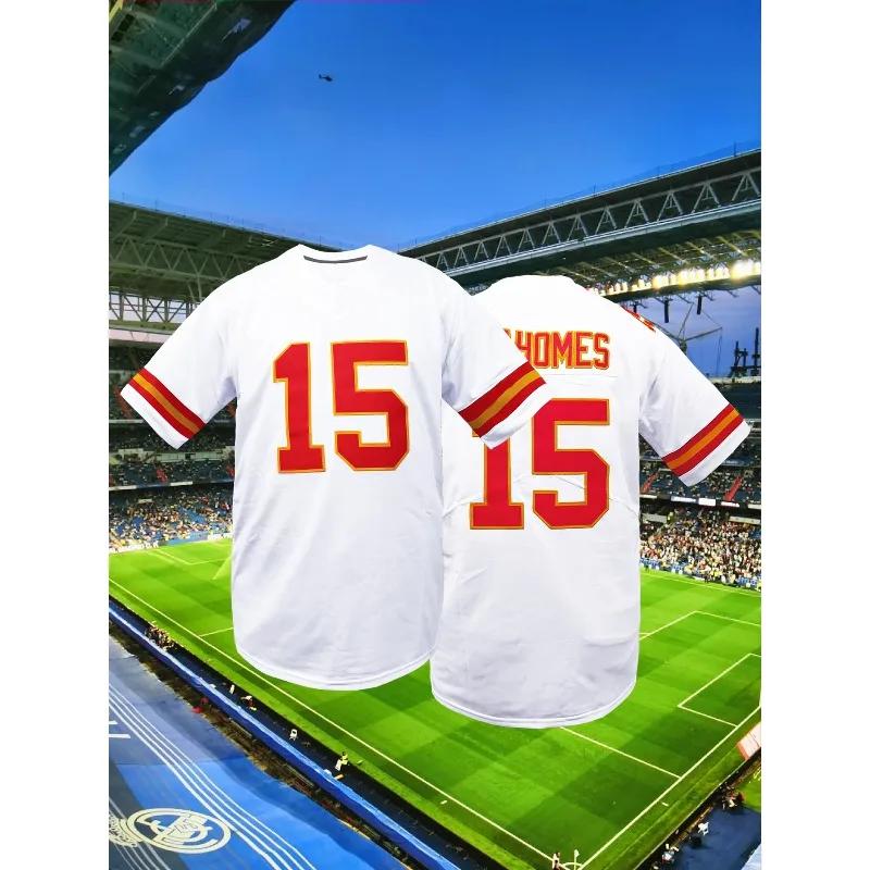 Kansas City pour hommes # Maillot de Rugby respirant, col en v, maillot de Football cousu, coupe amp