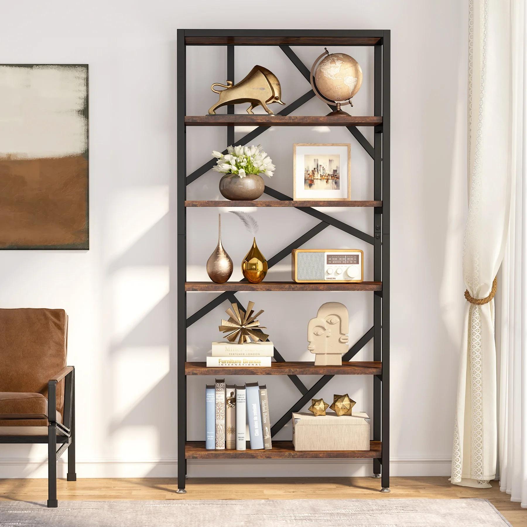 Tribesigns-Bibliothèque Etagère Industrielle, Affichage à 5 Étagères, 71 ", T1 pour Salon