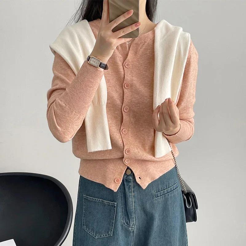 Nouvelle Collection 2026 – Pull court en cachemire tricoté molletonné pour femme, col rond, chaud, s