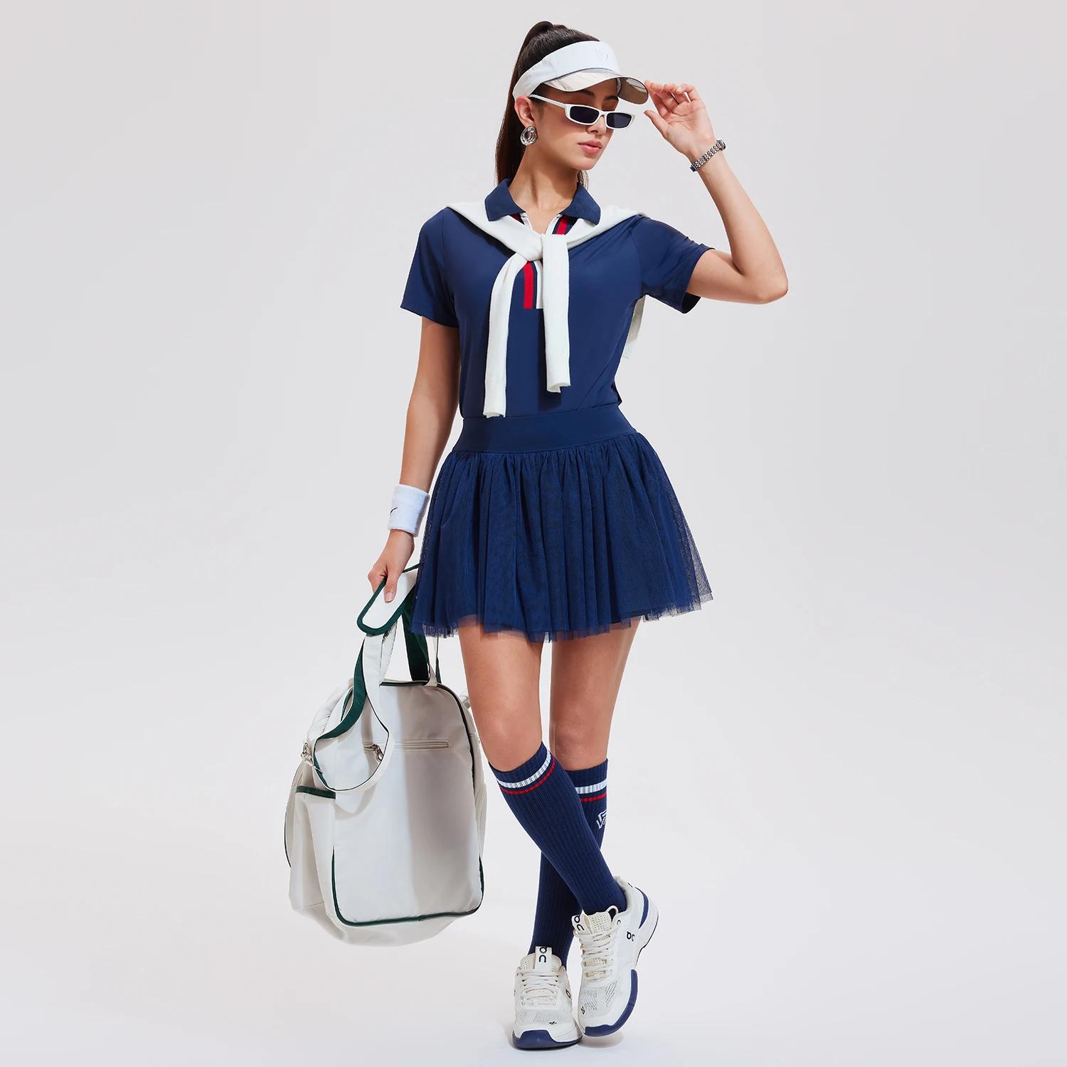 Femmes sport Mini jupe maille Golf Tennis jupes avec poches Double couche gymnase Fitness course Yog