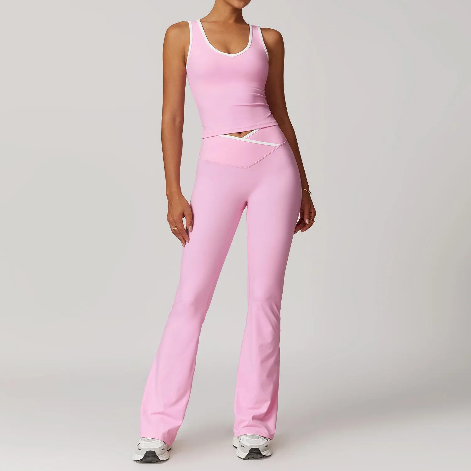 Ensemble yoga 2 pièces femmes fitness - Tenue sport leggings taille haute soutien-gorge athlétique