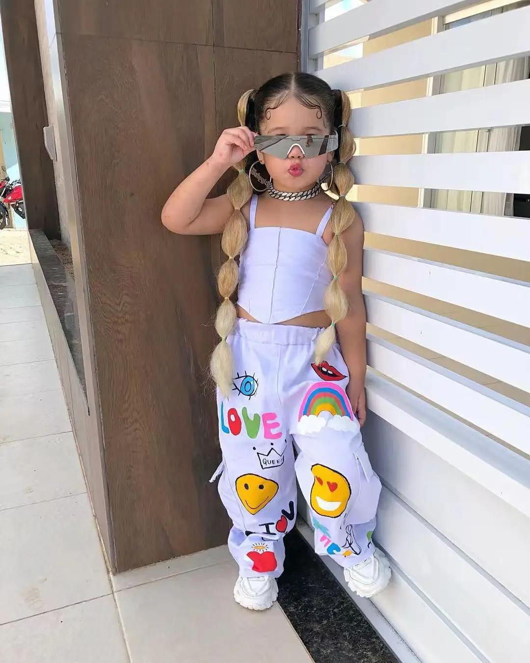 Vêtements pour enfants, ensemble 2 pièces pour filles, haut à bretelles + pantalon Long, mode pour e