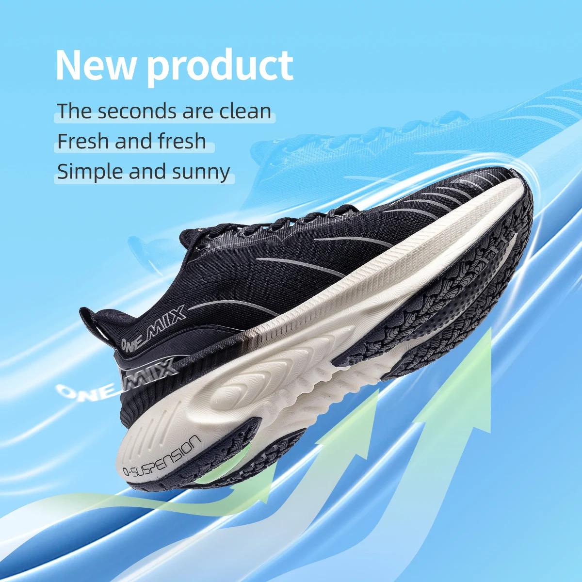 ONEMIX 21608A chaussures de course pour hommes bleu hiver à lacets chaussures de sport femmes antidé
