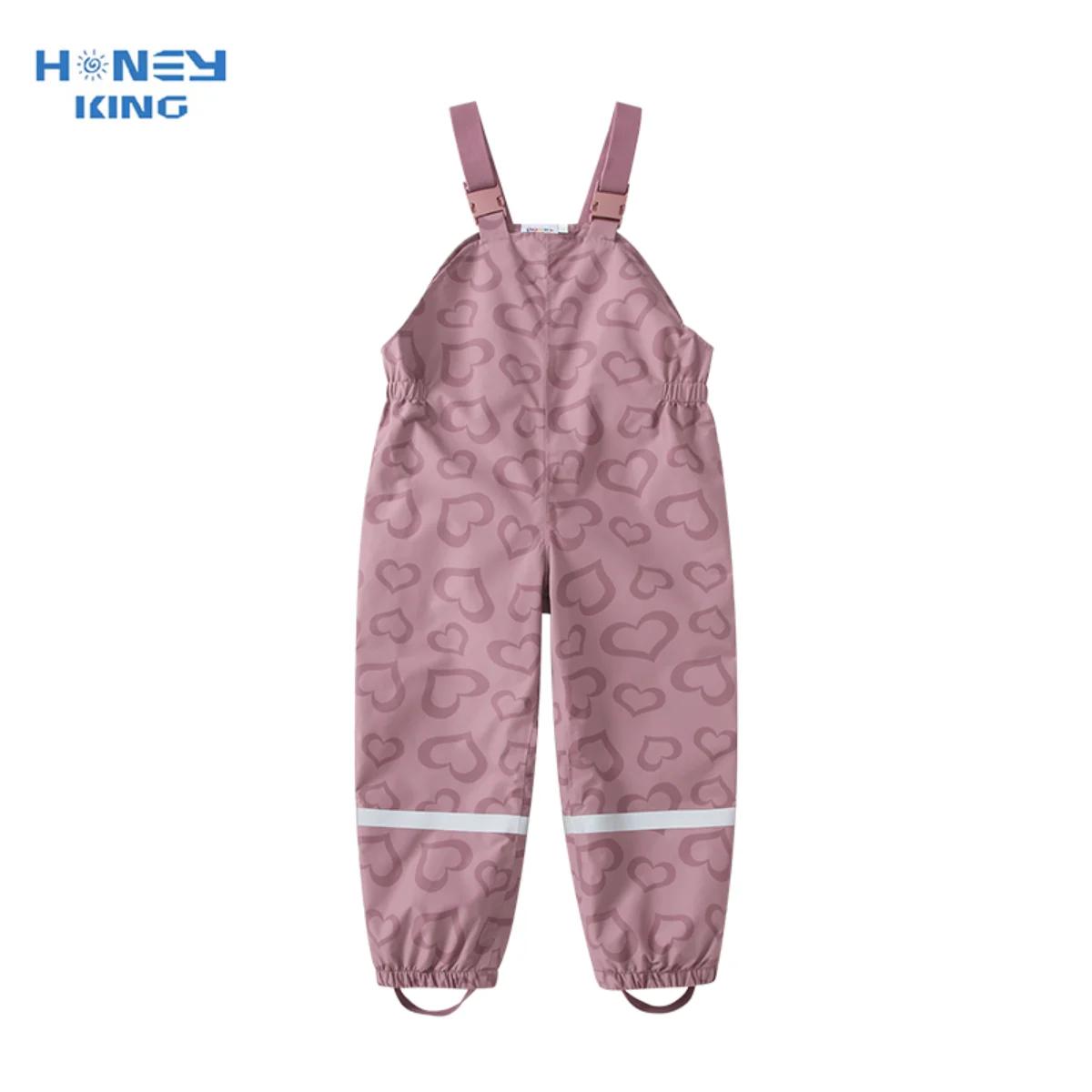 HONEYKING enfants pantalons de pluie imperméables combinaisons pour bébés filles salopette pantalons