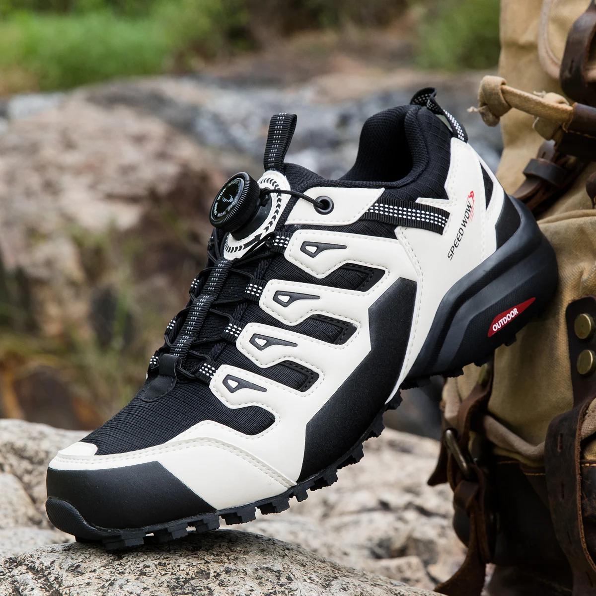 HIKEUP chaussures de randonnée pour hommes chaussures d'extérieur en daim et cuir résistant à l'usur