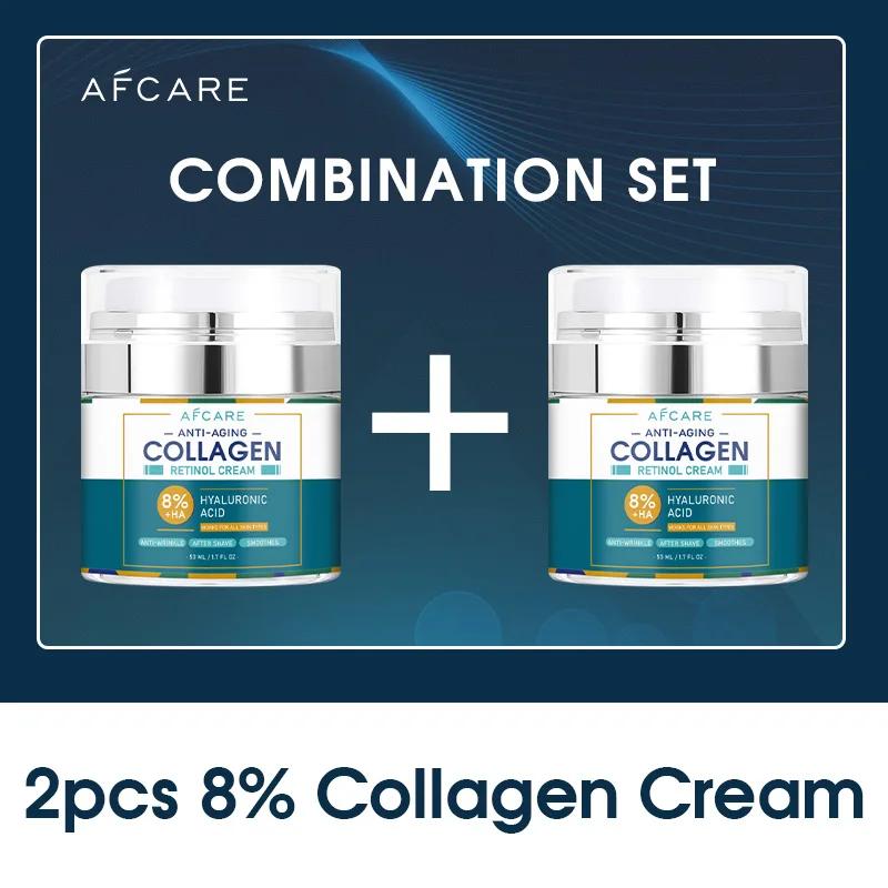 Combinaison de crème pour le visage au collagène 8%, acide hyaluronique de haute qualité, Anti-rides