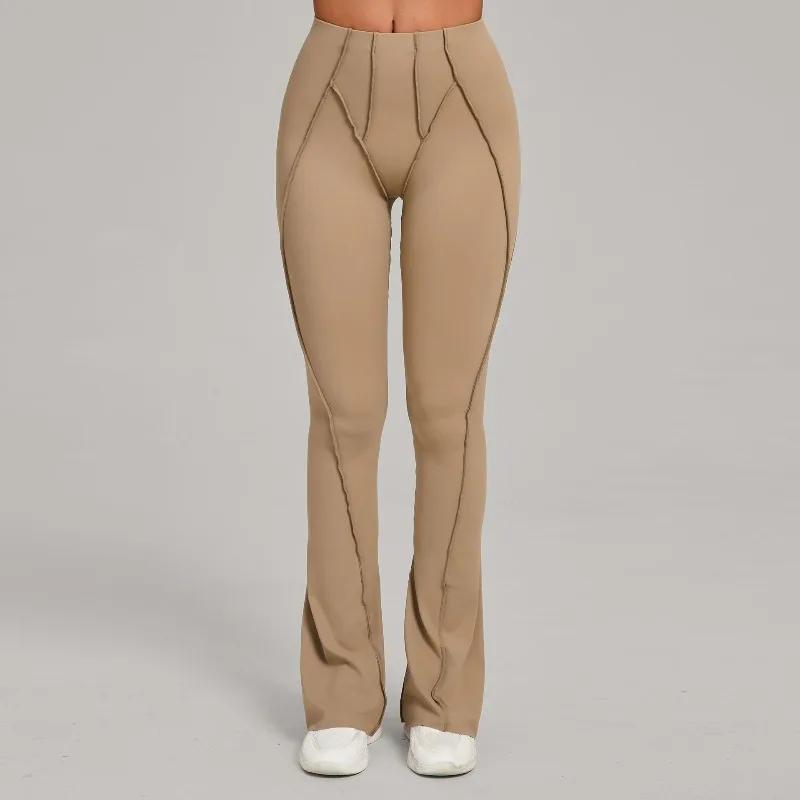 Pantalon évasé de Yoga pour femmes, jambes larges, moulant, levage des hanches, danse, taille haute,