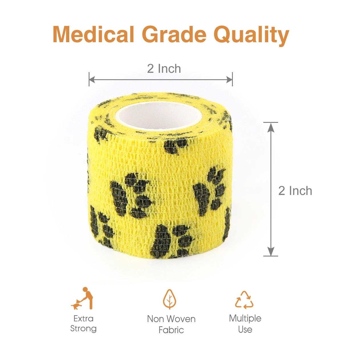 24 rouleaux de pansement élastique auto-adhésif, bande cohésive, enveloppe vétérinaire pour chien, c