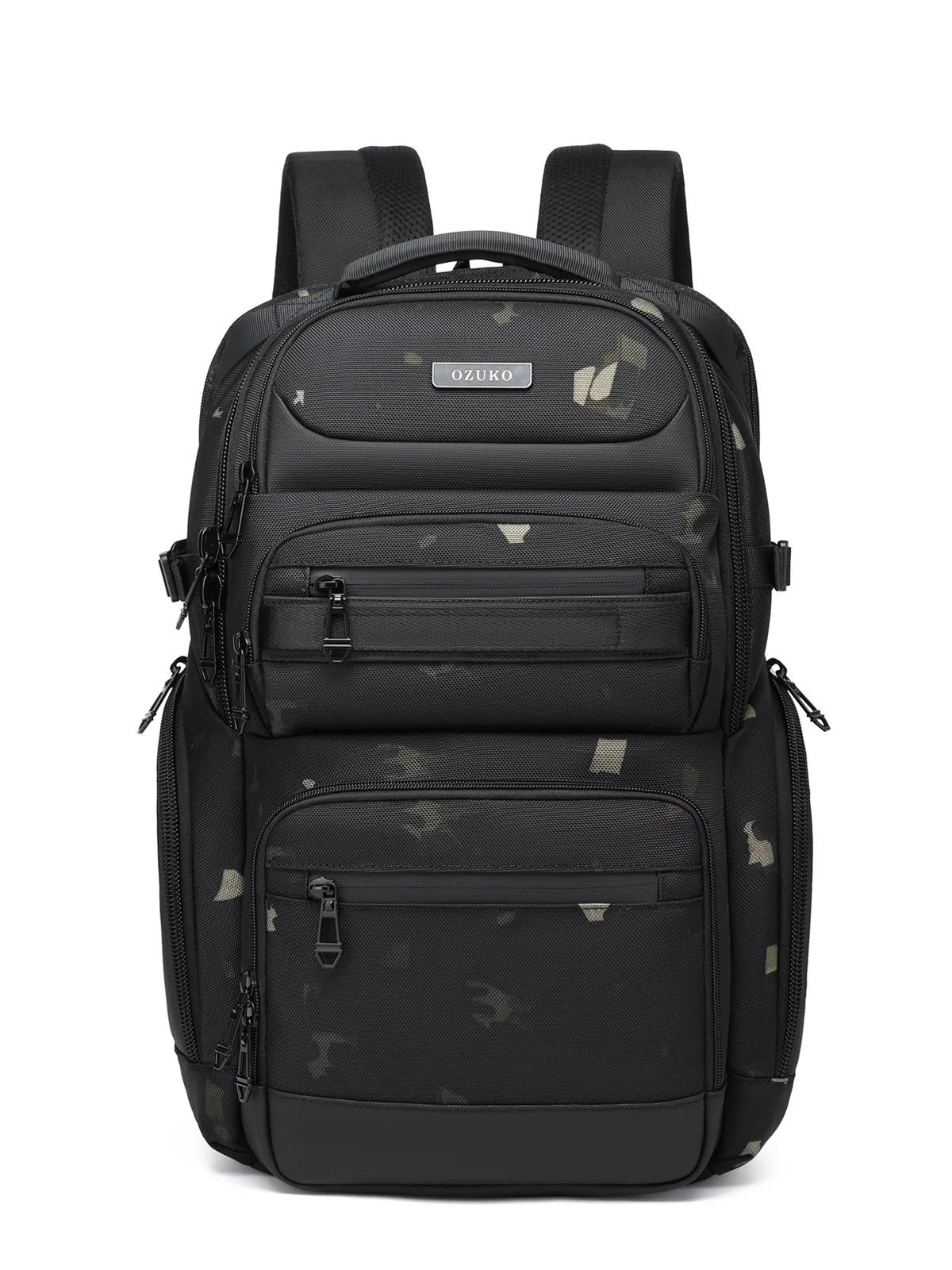 OZUKO noir gris hommes sac à dos grande capacité 15.6 pouces sacs à dos d'ordinateur portable homme