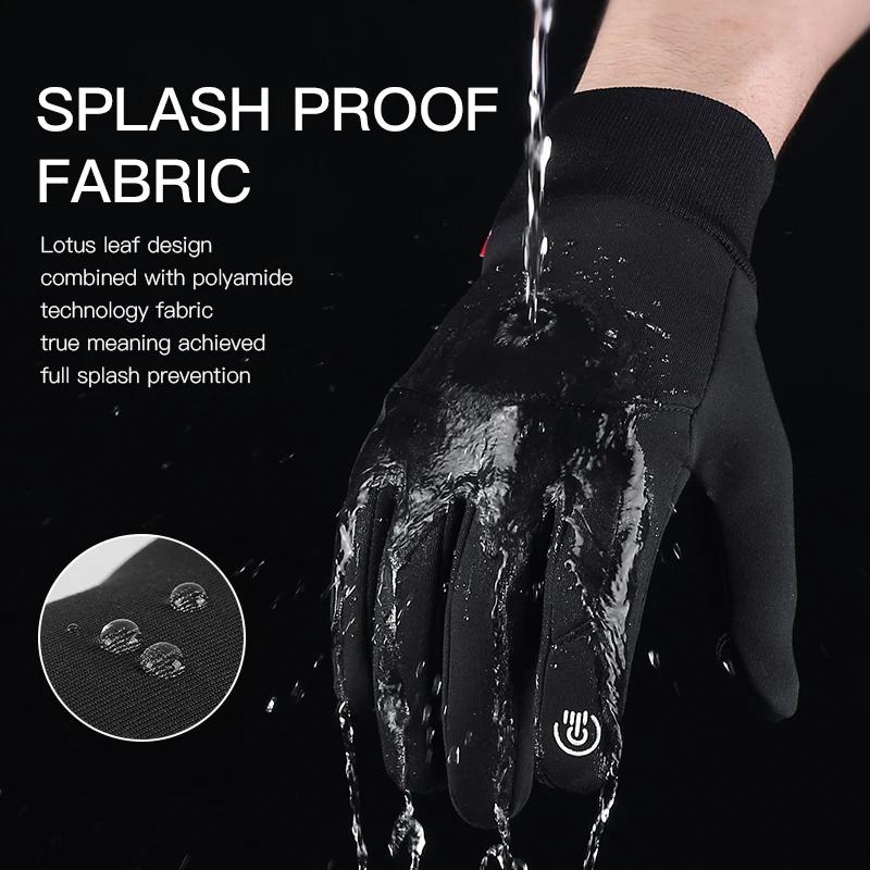 Gants de cyclisme en plein air pour hommes, imperméables, coupe-vent, épais, chauds, écran tactile,