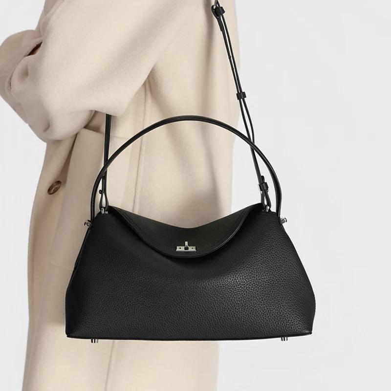 Sac de shopping décontracté de grande capacité en cuir de vache de haute qualité pour femmes, sac à
