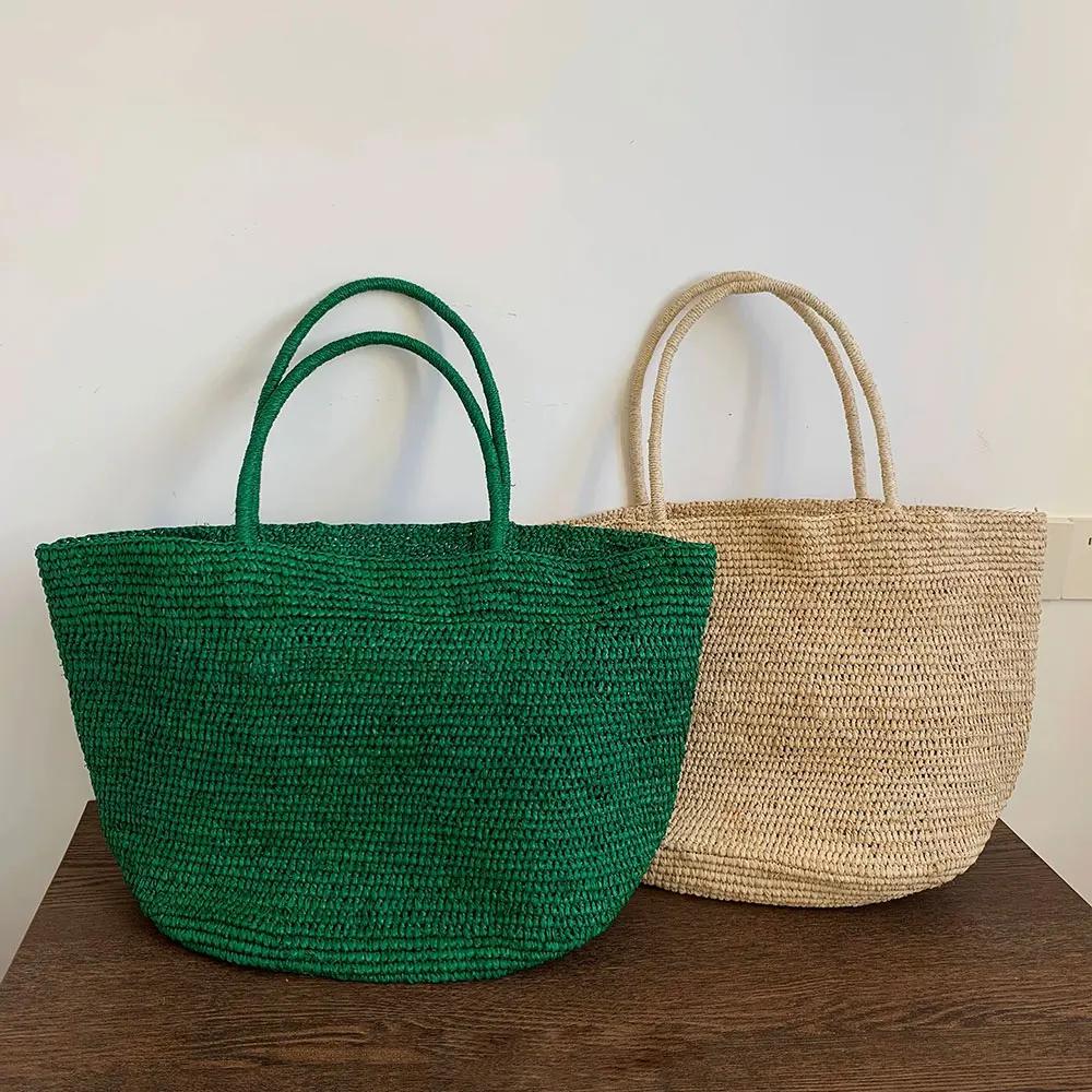Nouveau sac à bandoulière en raphia grande capacité pour l'été, sac à main en herbe naturelle tressé