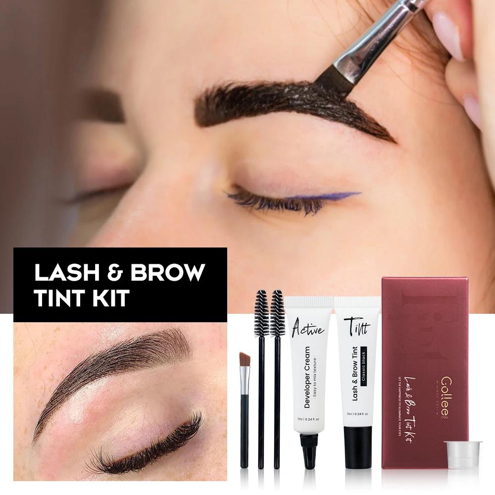 Gollee classique noir cils et sourcils colorant ensemble imperméable cils ascenseur teinte Kit rehau