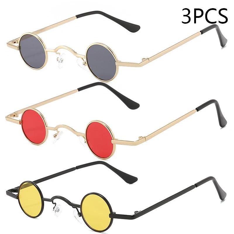 Lunettes de soleil vintage rock punk pour hommes, petites lunettes de soleil rondes classiques pour