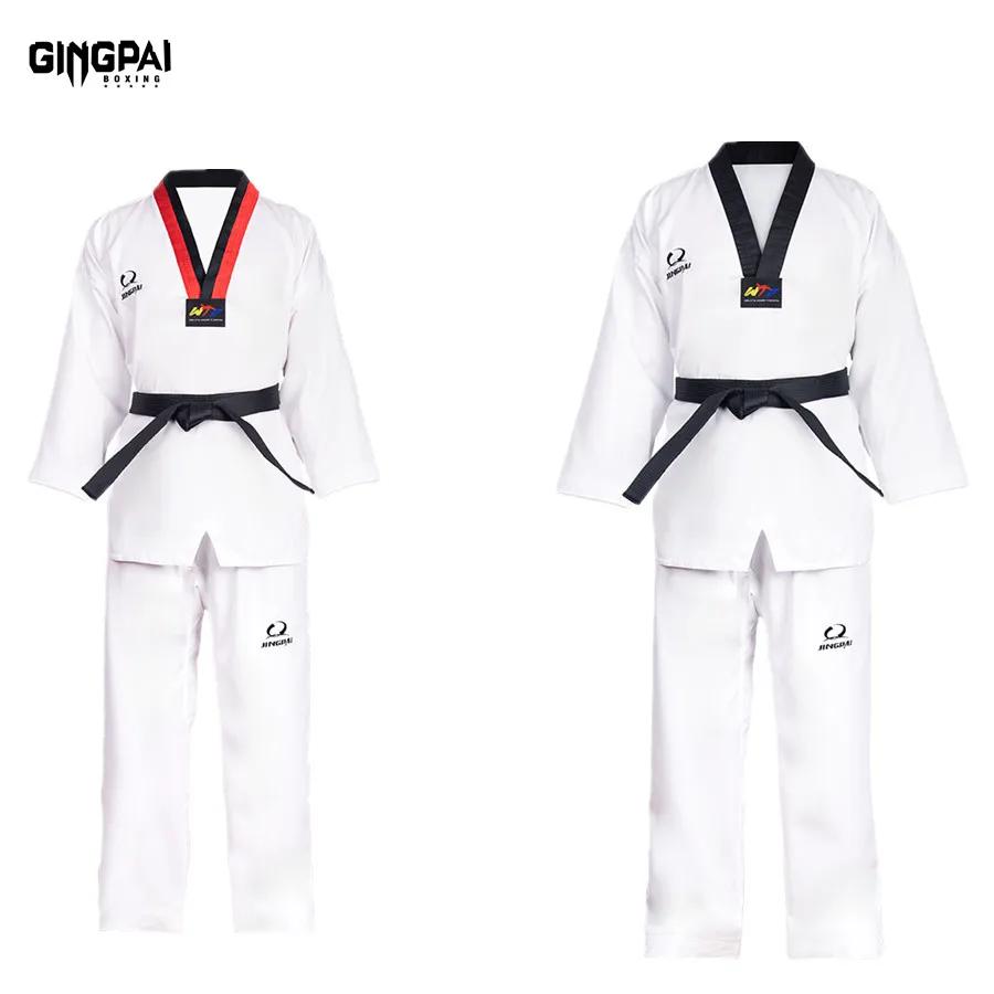 Costume taekwondo TKD blanc unisexe enfants adultes - Uniforme karaté WTF, dobok, manches longues
