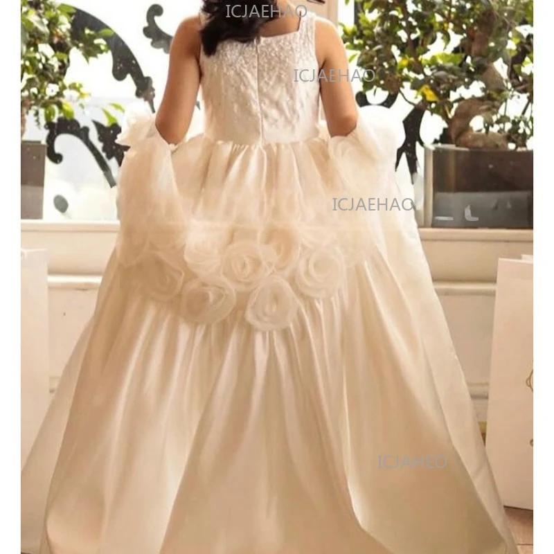 Robe de princesse blanche pour filles, idéale pour anniversaire, mariage, demoiselle d'honneur, banq
