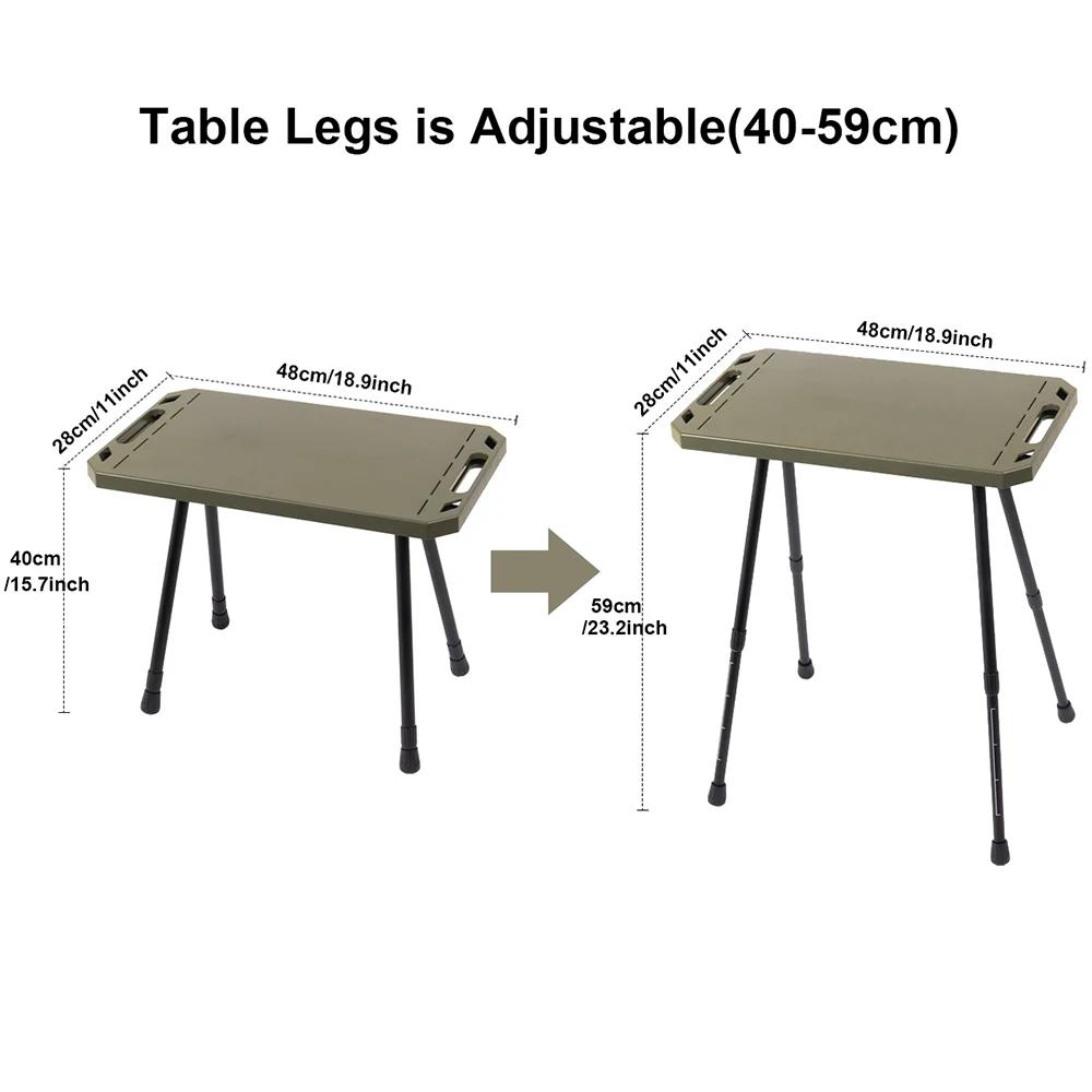 Table pliante pour Camping, hauteur réglable, Portable, légère, avec sac de transport, ustensiles de