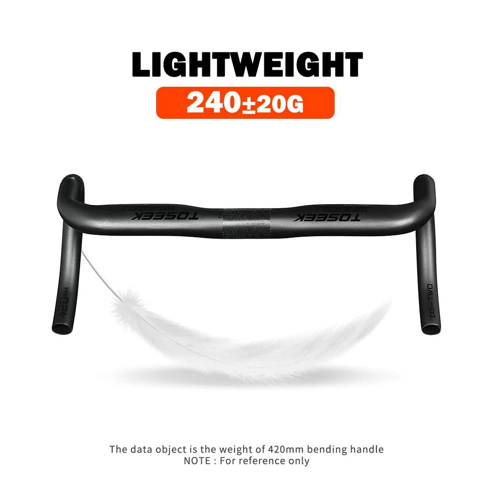 TOSEEK – guidon de vélo de route en Fiber de carbone, barre coudée, noir mat, 40/42/44 cm, routage e