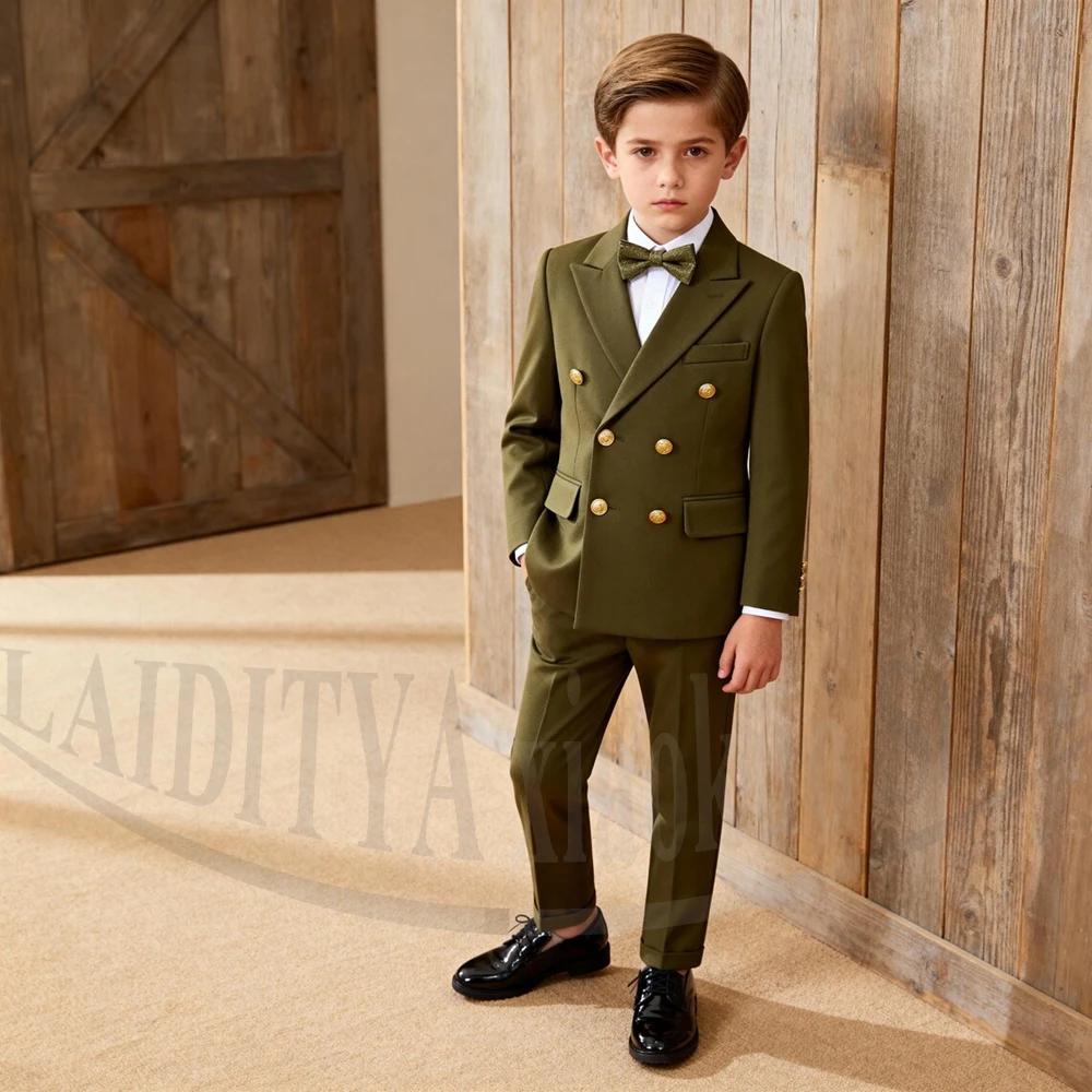 Costume Chic pour Garçons, Ensemble 2 Pièces Élégant à Double Boutonnage et Revers Pointus, Idéal po