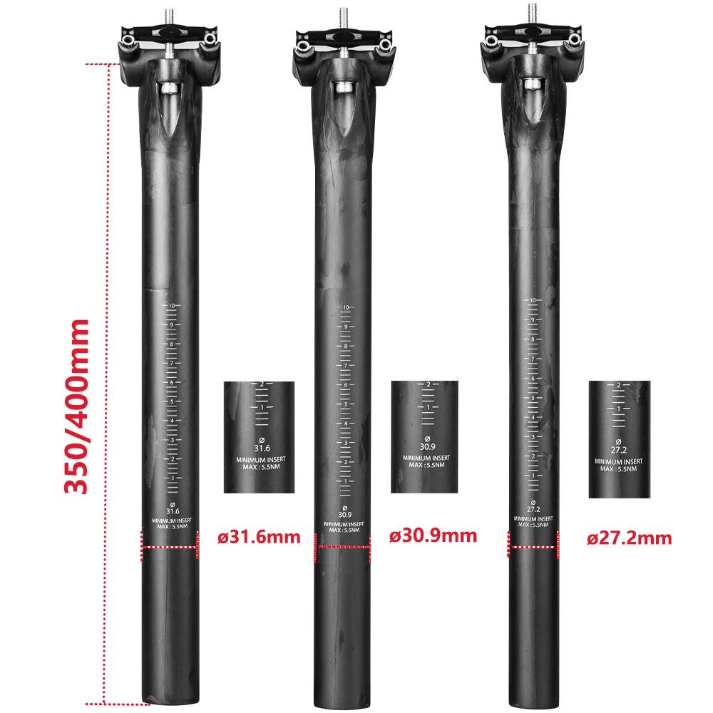Tige de selle carbone Elitaone 27.2 31.6mm UD mat VTT route légère tube selle vélo
