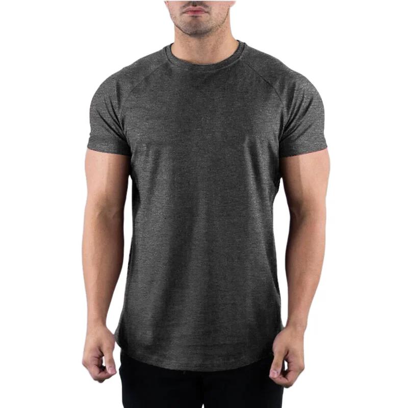 T-shirt de gymnastique en coton pour hommes, vêtements de Fitness d'été, col rond, manches courtes,