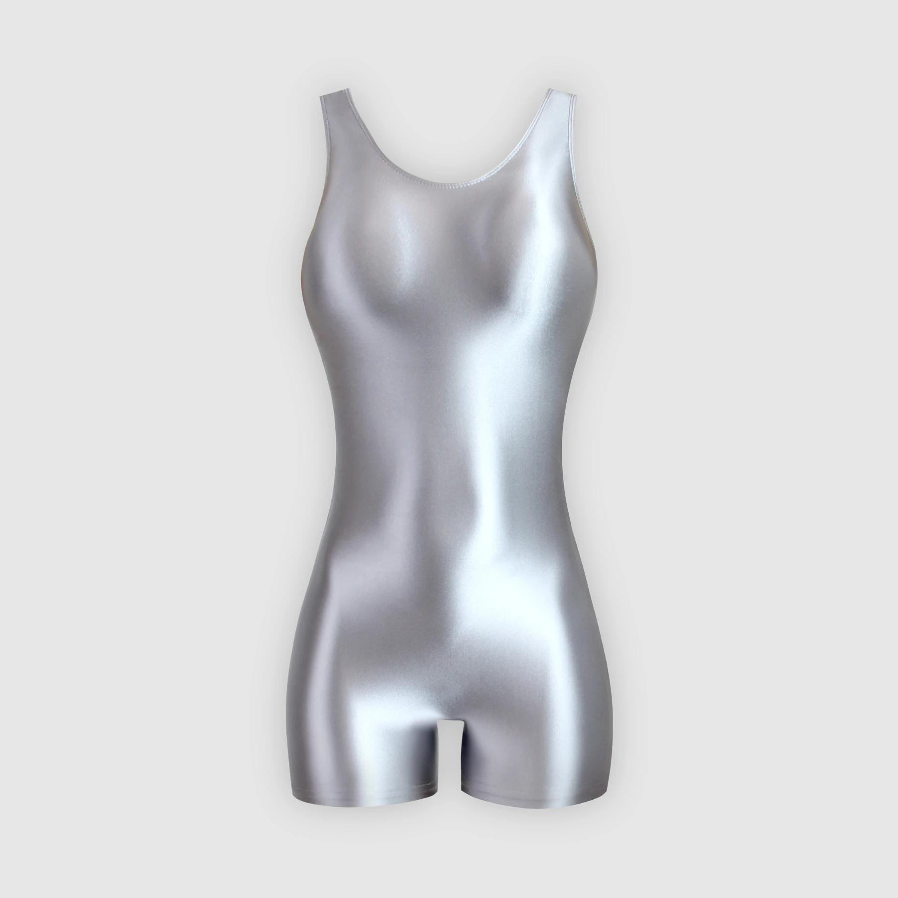 XClocKNYoung Collant satiné brillant Sexy Oil Glossy Combinaison une pièce Gilet Pantalon de sport C